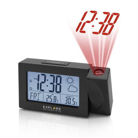 Explore Scientific Projection Radio Controlled Clock with Weather Forecast Display and Outdoor Sensor