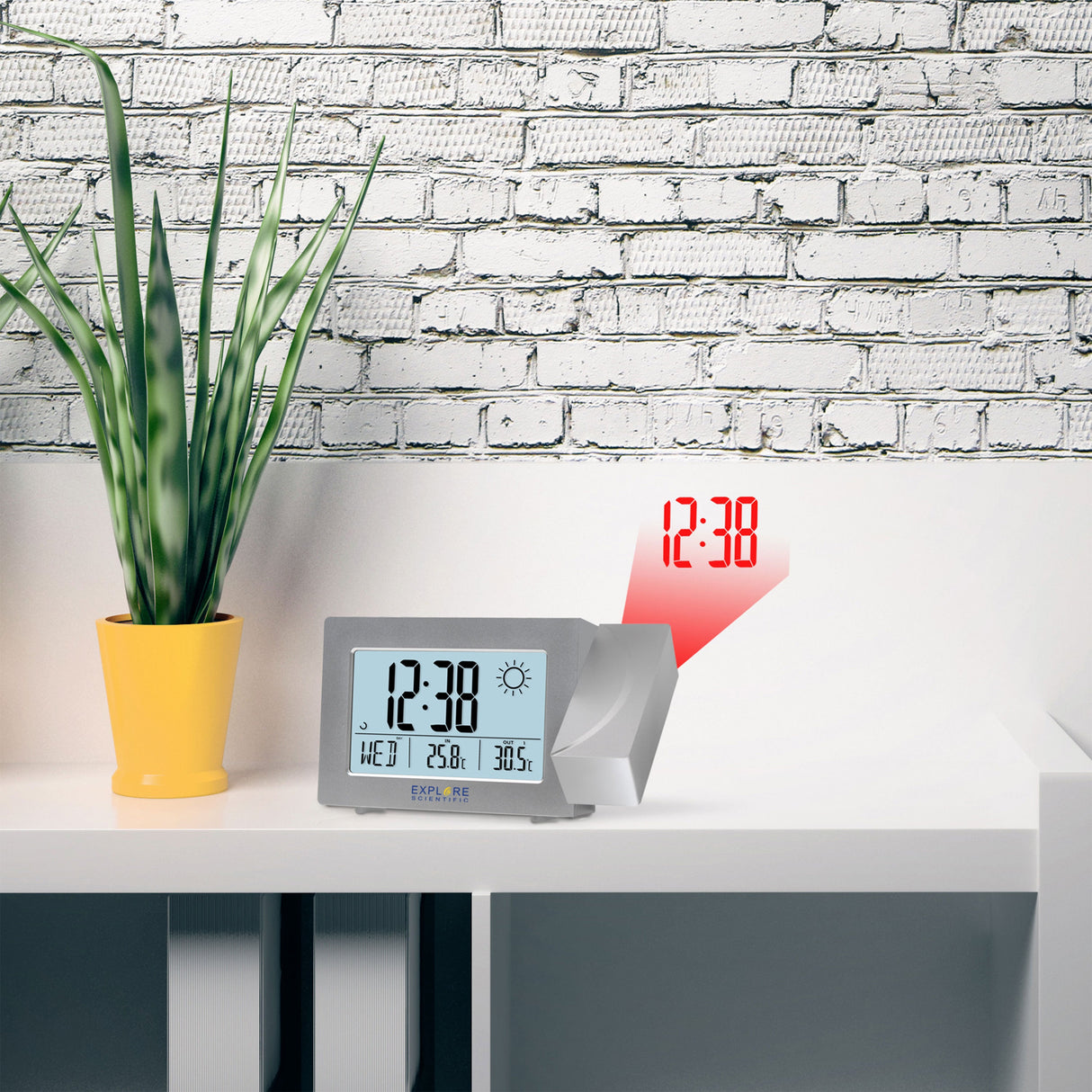 Explore Scientific Projection Radio Controlled Clock with Weather Forecast Display and Outdoor Sensor