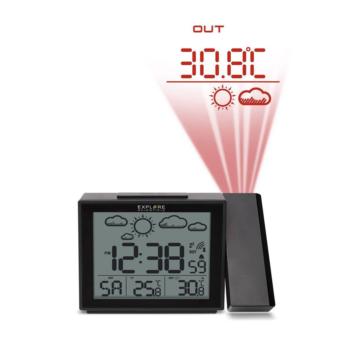 Explore Scientific Projection Radio Controlled Clock with Weather Forecast Display